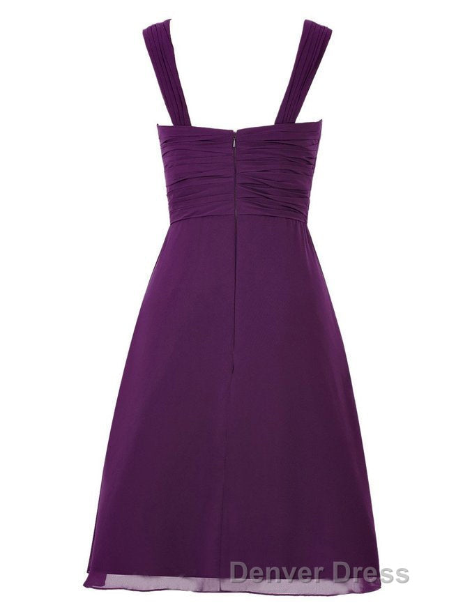 Simple A Line V Neck Short Chiffon Grey Bridesmaid Dresses