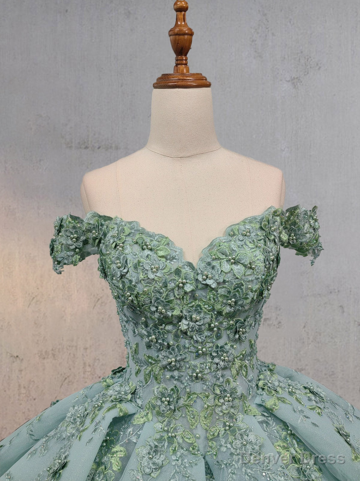 Sage Green Ball-Gown Off-the-Shoulder Quinceanera Dresses