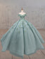Sage Green Ball-Gown Off-the-Shoulder Quinceanera Dresses