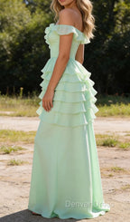 Sage Green Bridesmaid Dress Corset Ruffled Long Bridesmaid Dresses