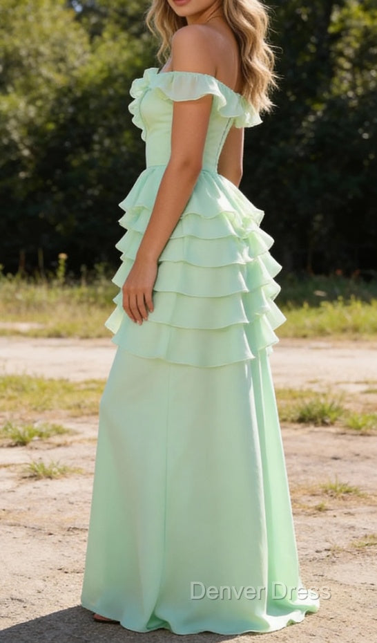Sage Green Bridesmaid Dress Corset Ruffled Long Bridesmaid Dresses