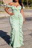 Sage Green Bridesmaid Dress Corset Ruffled Long Bridesmaid Dresses