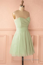 Sage Green Strapless A Line Short Prom Dress Homecoming Dresses