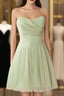 Sage Green Strapless A Line Short Prom Dress Homecoming Dresses
