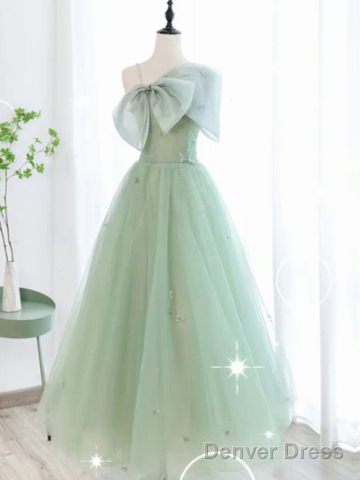Sage Tulle Long Prom Dresses, Sage Tulle Long Formal Homecoming Dresses Main image