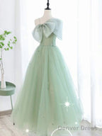 Sage Tulle Long Prom Dress, Sage Tulle Long Prom Homecoming Dresses
