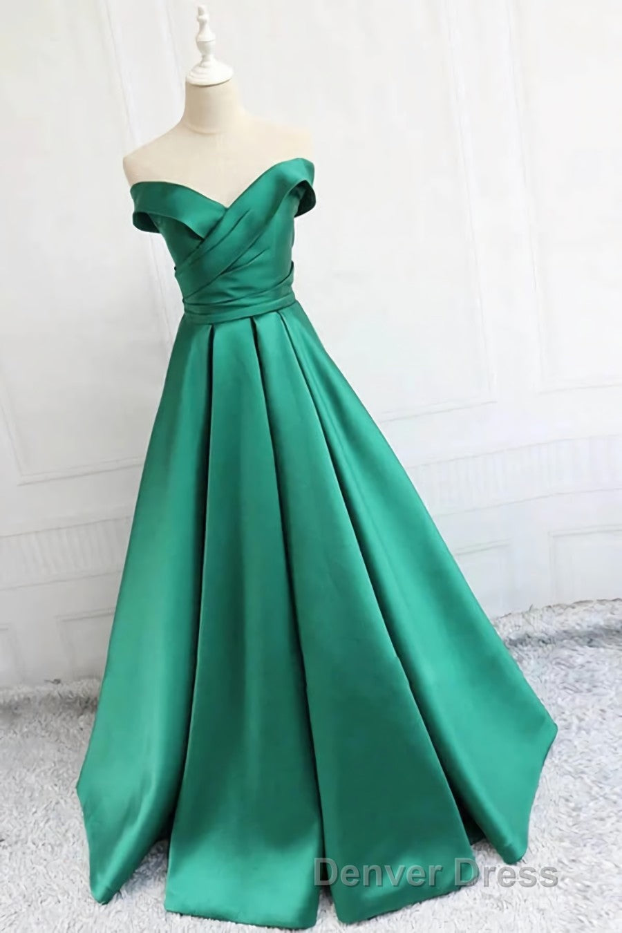 Satin A-line Off-the-Shoulder Evening Dresses,Elegant  Long Prom Dresses,Graduation Dresses