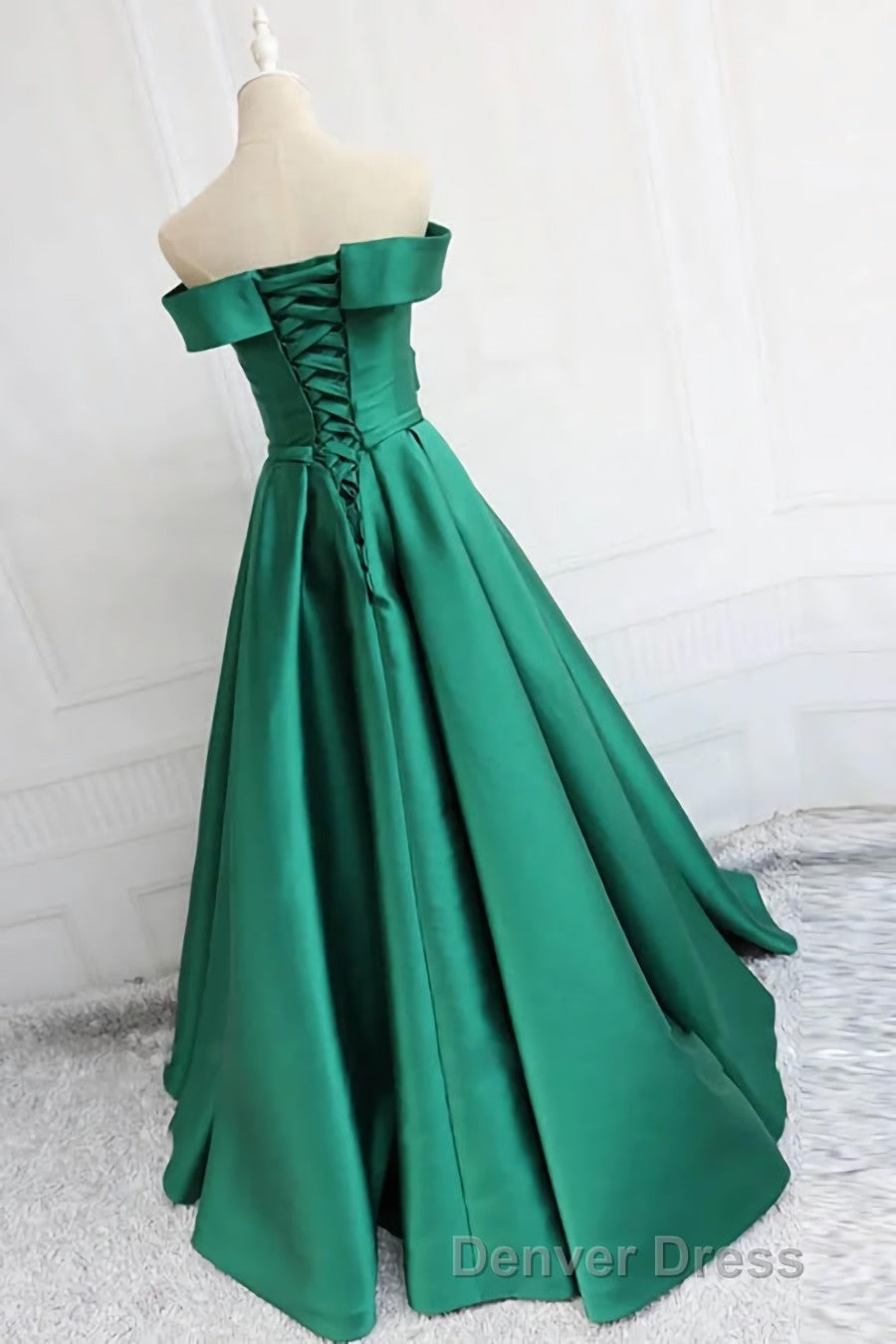 Satin A-line Off-the-Shoulder Evening Dresses,Elegant  Long Prom Dresses,Graduation Dresses