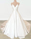 Satin A Line Wedding Dresses V Neck