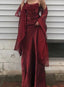 Long Spaghetti Straps Simple Burgundy Prom Dresses Birthday Outfits