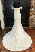 Satin Off-The-Shoulder Mermaid Long Wedding Dresses