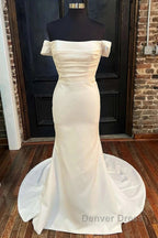 Satin Off The Shoulder Mermaid Long Wedding Dresses