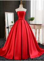 Satin Scoop Floor Length Ball Prom Dresses , Dark Red Sweet 16 Gowns