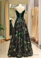 Satin Spaghetti Straps Fleece & Embroidery Prom Dresses
