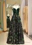 Satin Spaghetti Straps Fleece & Embroidery Prom Dresses