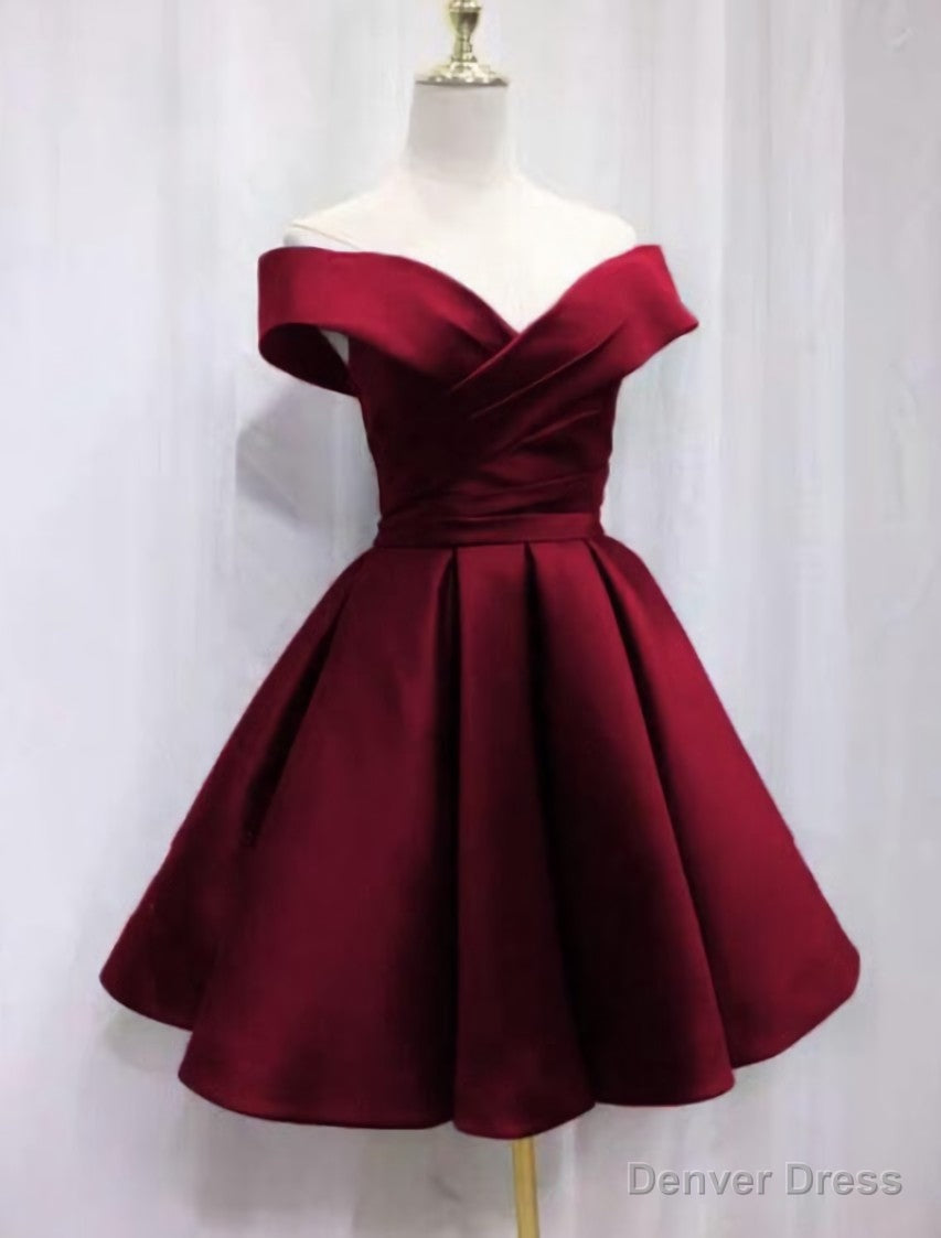 Satin Sweetheart Bridesmaid Dress, Off Shoulder Short Prom Dresses Main image