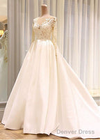 Satin Wedding Dress With Sleeves, Dress For Wedding, Bridal Gowns ,Bride Dress, Dresses For Brides