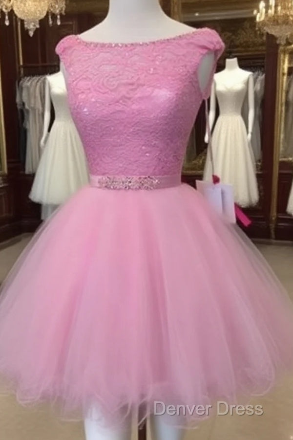 Scoop Neck Dress Short Graduation Gowns Short Homecoming Dresses Lace Main image