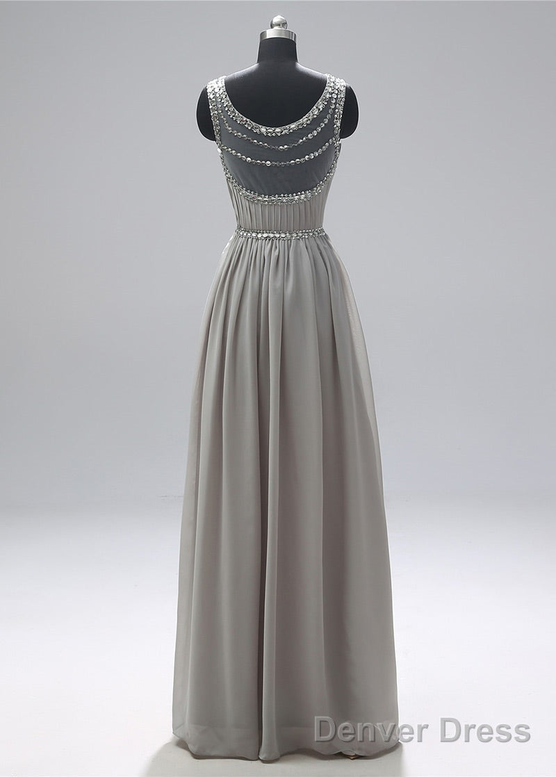 Scoop Neck Sleeveless Beading Prom Dresses Secondary image
