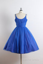 Scoop Neckline Royal Blue Prom Dress, A-Line Spaghetti Strap Short Prom Dresses