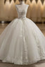 Scoop Sleeveless Tulle Embroidery With Beading Court Train Ball Gowns Wedding Dresses