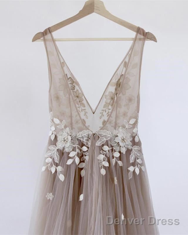 See Through Prom Dresses Tulle Embroidery Evening Gowns