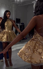 Sequin Backless Homecoming Dresses 17Th Birthday Outfits