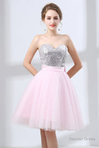 Sequin Lace & Tulle Sweetheart Neckline Short Length A Line Bridesmaid Dresses