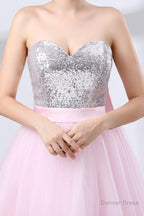 Sequin Lace & Tulle Sweetheart Neckline Short Length A Line Bridesmaid Dresses