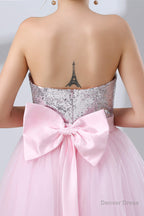 Sequin Lace & Tulle Sweetheart Neckline Short Length A Line Bridesmaid Dresses