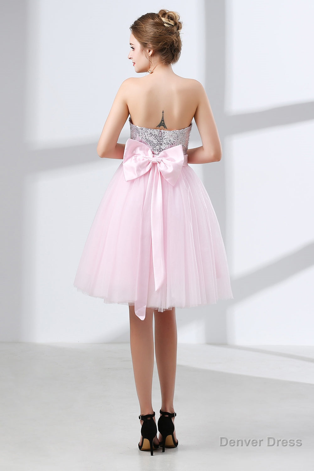 Sequin Lace & Tulle Sweetheart Neckline Short Length A Line Bridesmaid Dresses