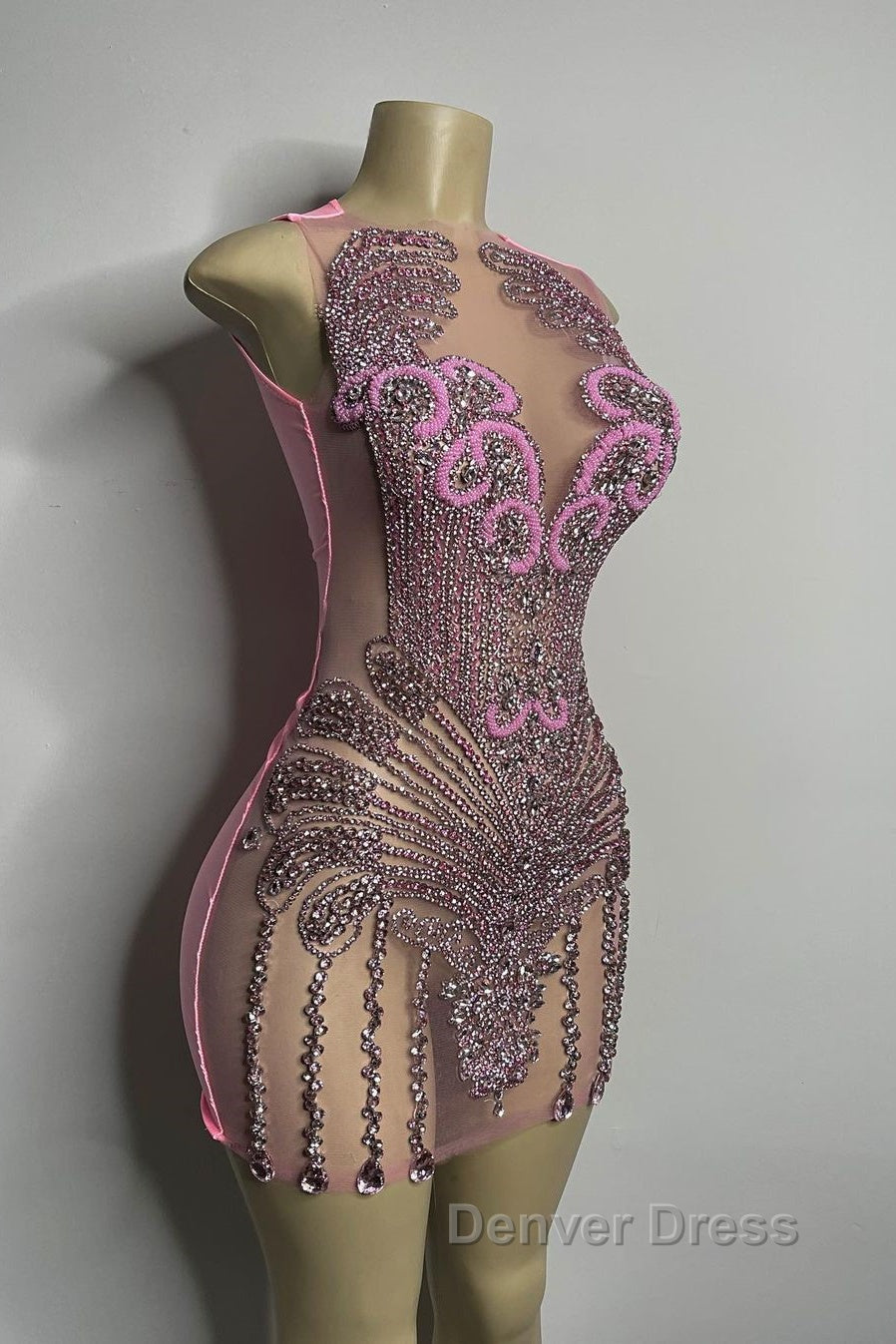 Sequined Mermaid Jewel Jersey Beading Sleeveless Mini Rhinestone Party Dresses Secondary image