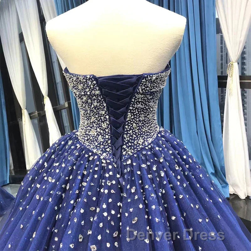 Sequined Navy Blue Quinceanera Dress Ball Gowns Dresses