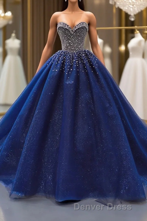 Sequined Navy Blue Quinceanera Dress Ball Gowns Dresses