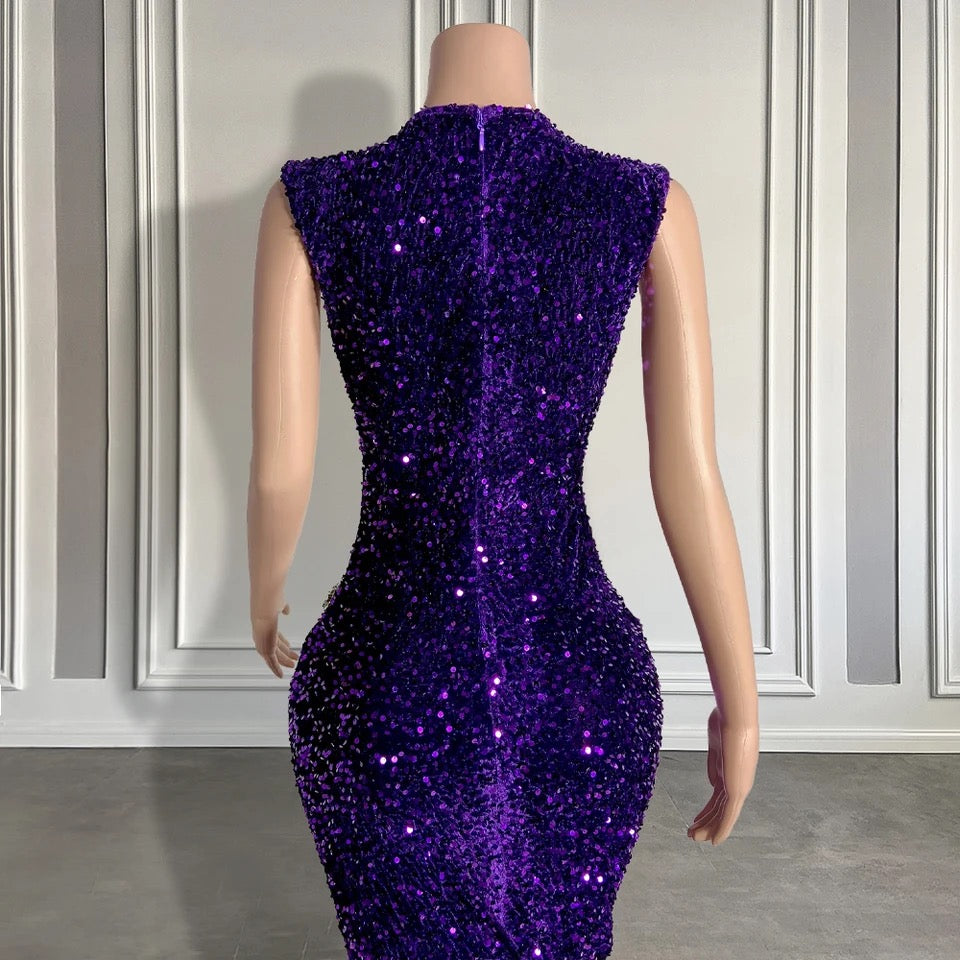 Sequined Sleeveless Mermaid Prom Dress With Beadings