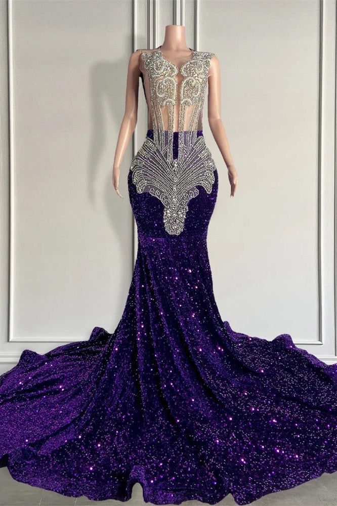 Sequined Sleeveless Mermaid Prom Dress With Beadings