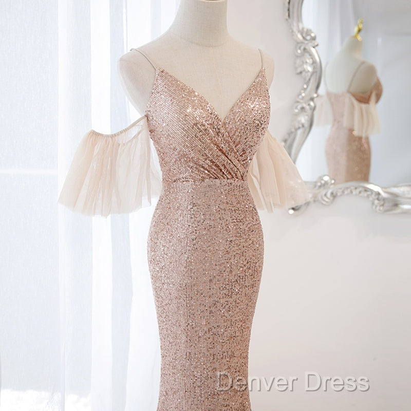 Sequins And Tulle Mermaid Long Party Dresses Prom Dresses, Off Shoulder Formal Dresses Secondary image
