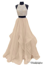 Sequins Beaded Organza Layered Two Piece Ball Gowns Prom Dresses,Wedding Party Dresses
