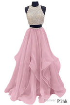 Sequins Beaded Organza Layered Two Piece Ball Gowns Prom Dresses,Wedding Party Dresses