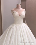 Sequins Lace Wedding Dresses Ball Gowns Scoop Neck