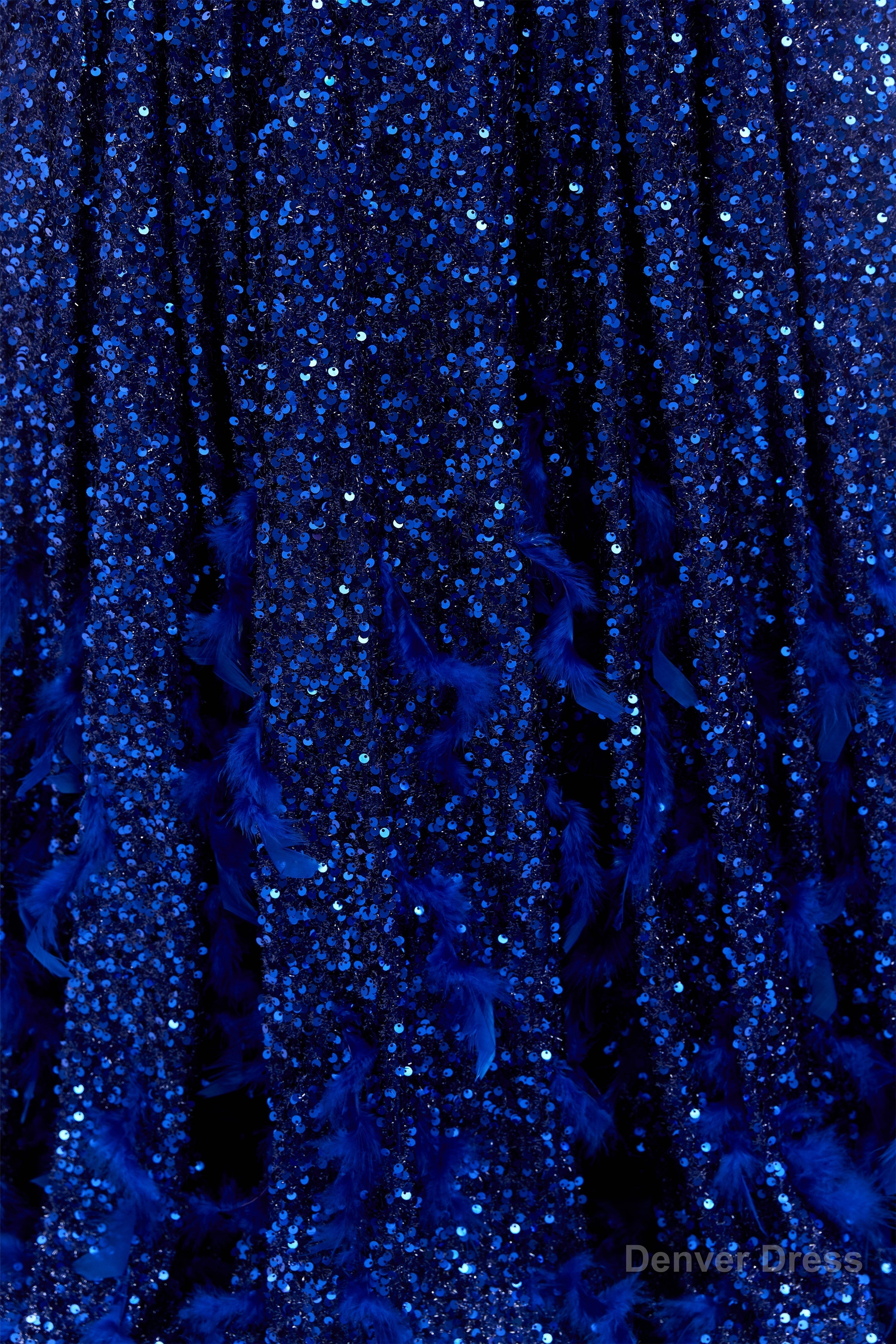 Sequins Long Sleeve Feather A-line Floor Length Prom Dresses