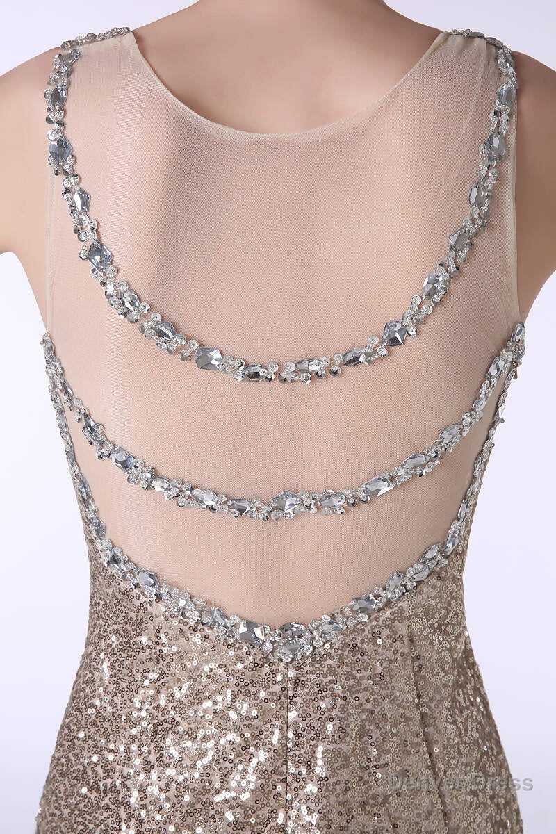 Sequins Mermaid Spaghetti Straps Sleeveless Prom Dresses
