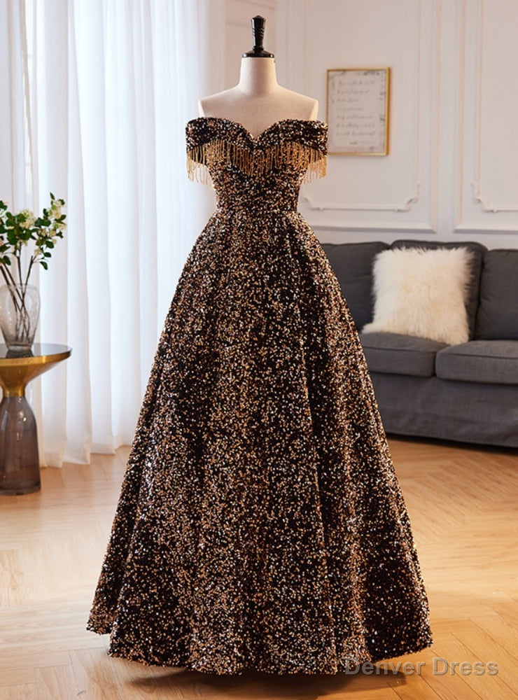 Sequins Off the Shoulder Beading Prom Dress Main image