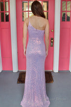 Sequins One Shoulder Prom Dresses with Slit