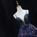 Sequins V-Neckline Short Straps Homecoming Dresses, Short Sequins Prom Dresses