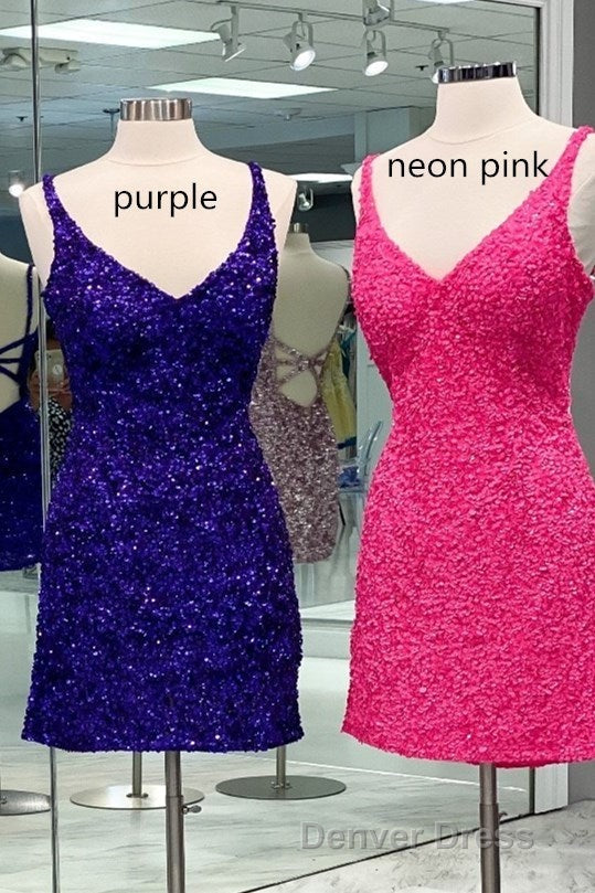 Tight Wine Red Sequins Short Homecoming Dresses