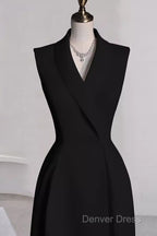 Sexy A Line Black Satin Party Dresses Long Prom Dresses