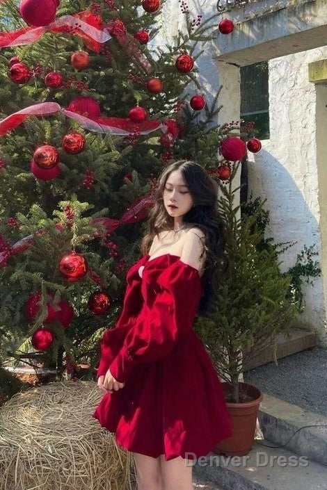 Sexy A Line Burgundy 18Th Long Sleeves Birthday Dresses Short Birthday Outfits Secondary image