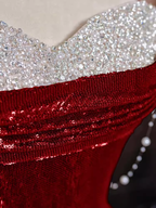 Sexy Mermaid Burgundy Sequin Long Prom Dresses