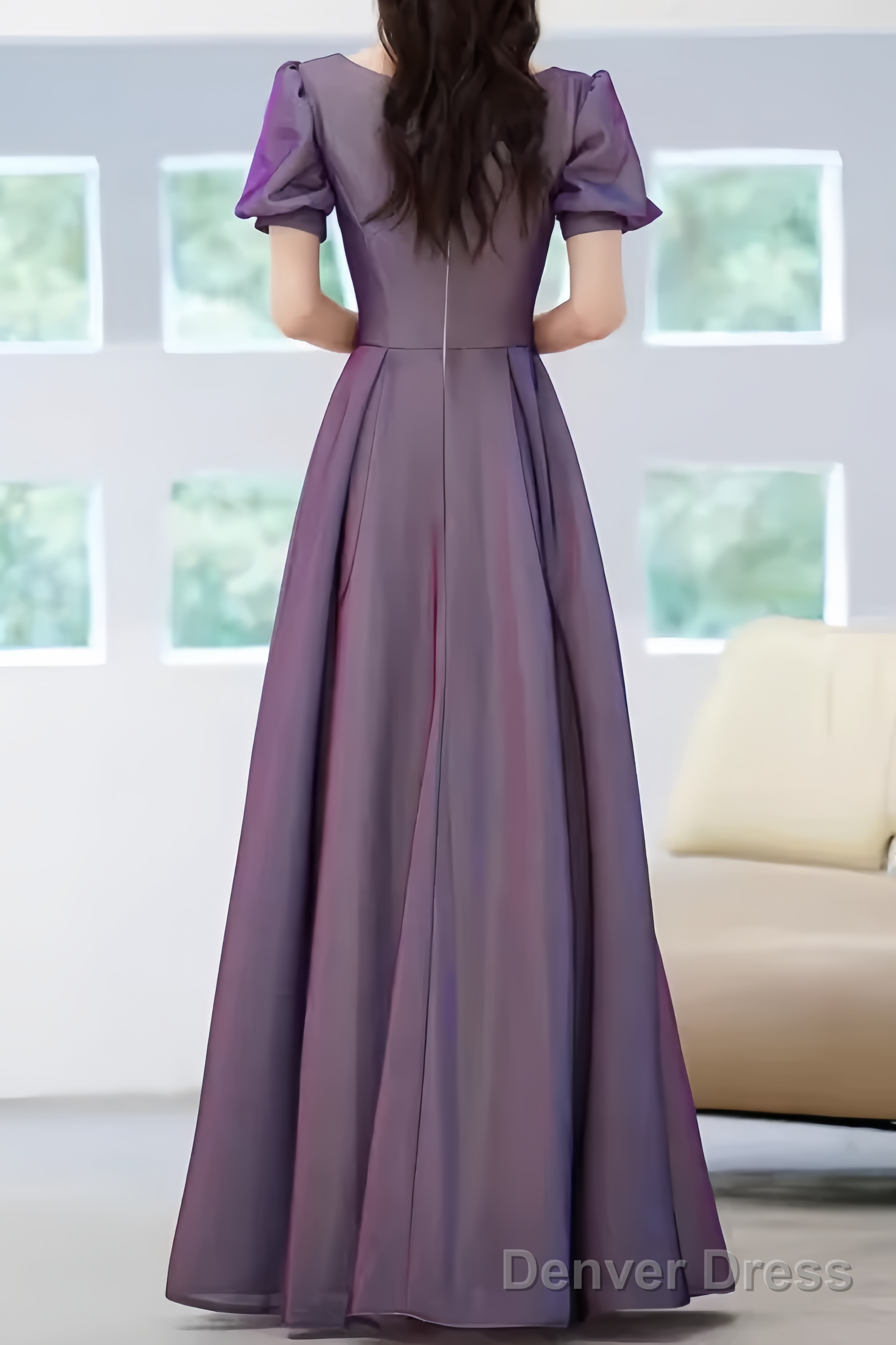 Sexy A line Grape Sequin Prom Dress Long Prom Dresses Secondary image